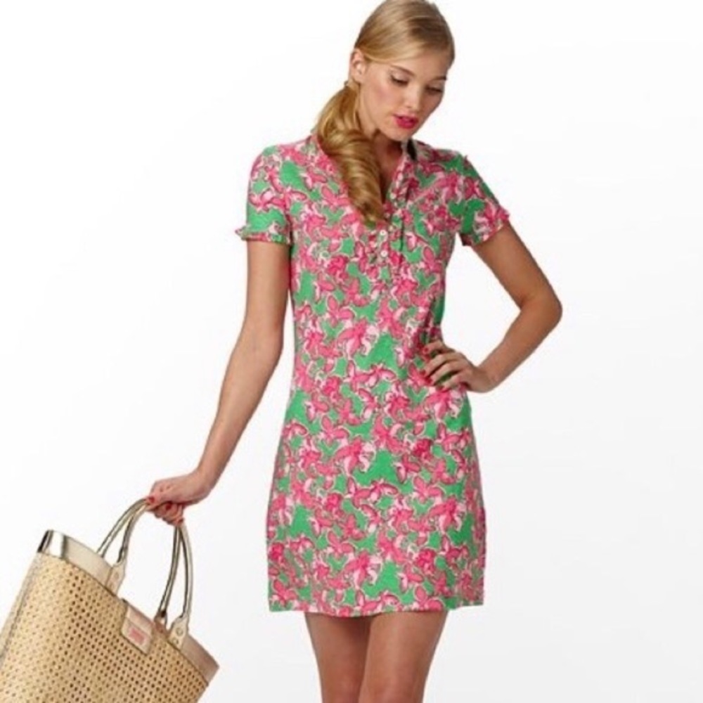 Lilly Pulitzer Pink & Green Floral shift Dress
